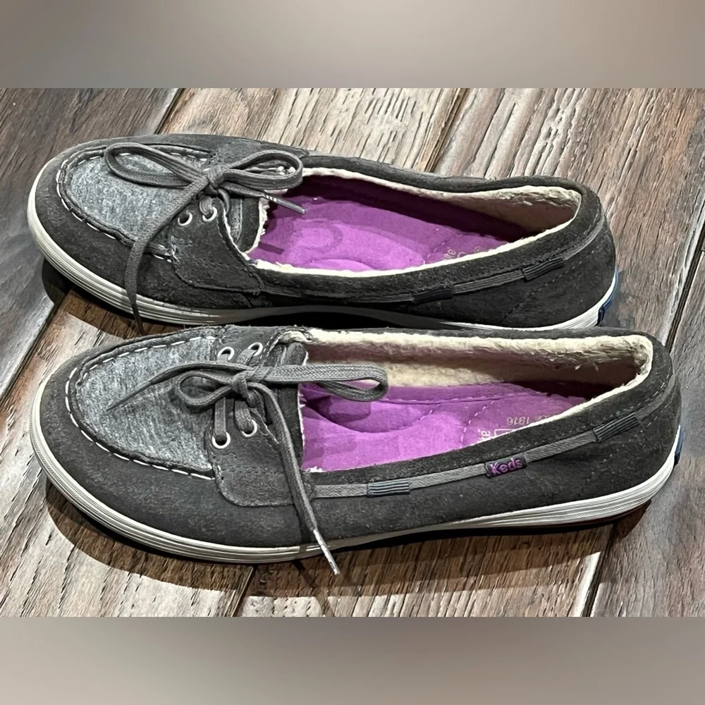 KEDS OrthoLite SLIP ON Boat Shoes FAUX FUR Women 6.5